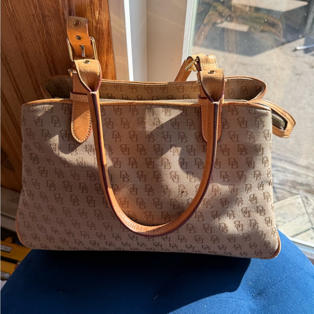 Dooney & Bourke Signature Monogram DB Leather Shoulder Bag